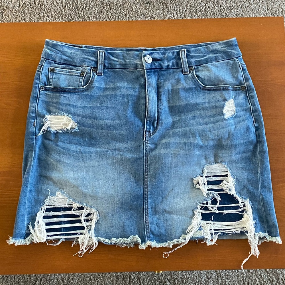 American Eagle Next Level Stretch High Rise Denim Mini Skirt Size 16